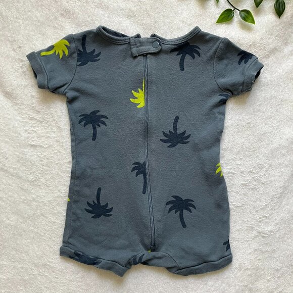 Joe Fresh Baby Romper 3-6M | Palm Tree Print | Short Sleeve Summer One-Piece - Picture 1 of 16